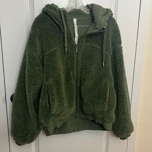 Lululemon Fully Reversible Sherpa Jacket Green Twill Size 12